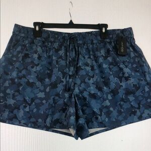 Men's Blue Camo Elastic Waist Shorts - Unbranded
